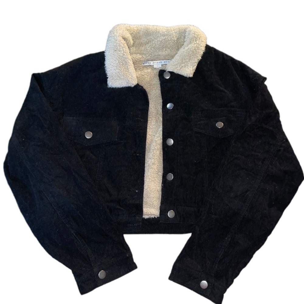 HYFVE Cropped Corduroy Jacket black teddy lining